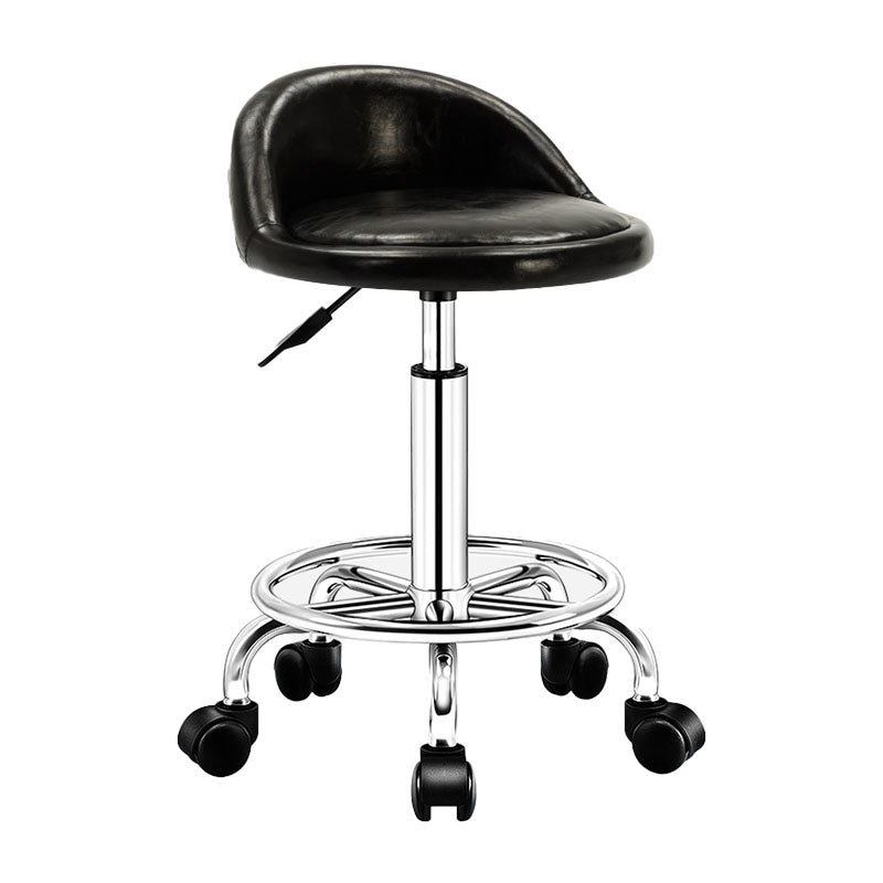 Modern Rotatable Liftable Counter Stool Steel Barber Shop Bar Stool with Cushion Gloss Black 1 Piece Clearhalo 'Bar Furniture' 'Bar Stools' 'bar_stools' 'furn' 'furn_bar_stools' 'furniture_bar_stools' 'Kitchen & Dining Furniture' 'kitchen&dining_furn' 'kitchen' 'kitchen_furn' Furniture' 4482397