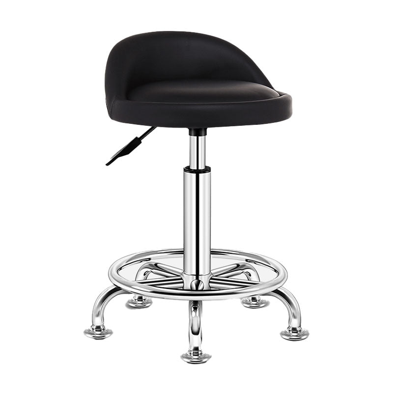 Modern Rotatable Liftable Counter Stool Steel Barber Shop Bar Stool with Cushion Textured Black 1 Piece Clearhalo 'Bar Furniture' 'Bar Stools' 'bar_stools' 'furn' 'furn_bar_stools' 'furniture_bar_stools' 'Kitchen & Dining Furniture' 'kitchen&dining_furn' 'kitchen' 'kitchen_furn' Furniture' 4482411