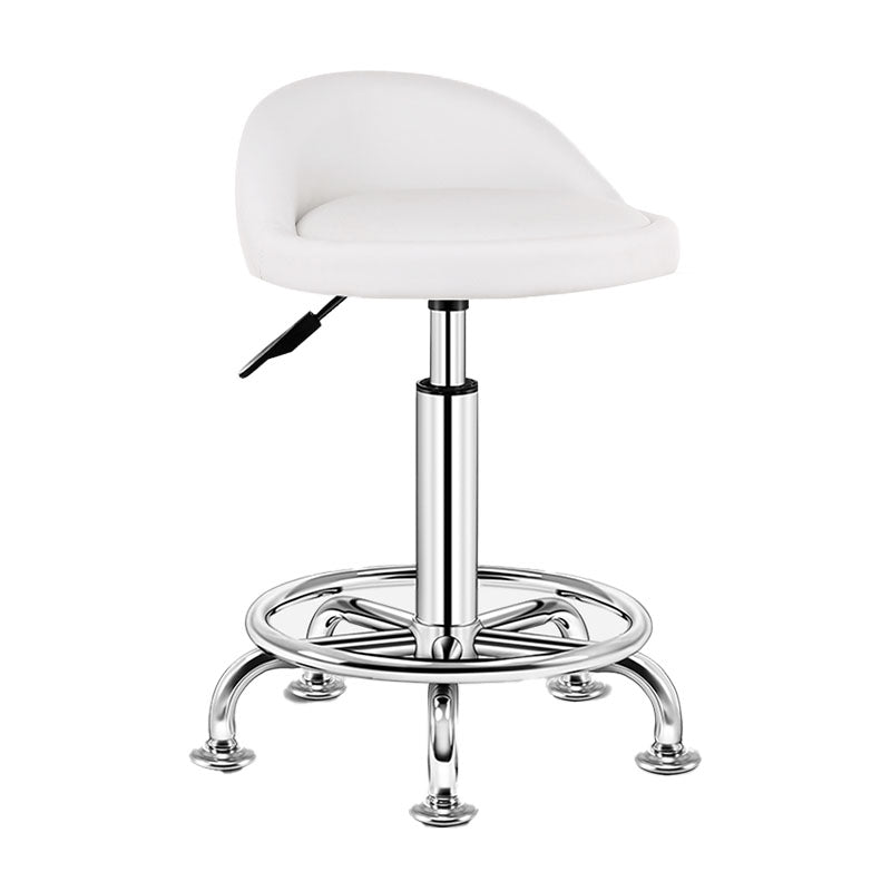 Modern Rotatable Liftable Counter Stool Steel Barber Shop Bar Stool with Cushion Textured White 1 Piece Clearhalo 'Bar Furniture' 'Bar Stools' 'bar_stools' 'furn' 'furn_bar_stools' 'furniture_bar_stools' 'Kitchen & Dining Furniture' 'kitchen&dining_furn' 'kitchen' 'kitchen_furn' Furniture' 4482413