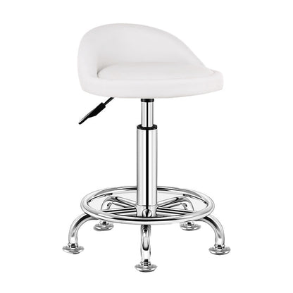 Modern Rotatable Liftable Counter Stool Steel Barber Shop Bar Stool with Cushion Textured White 1 Piece Clearhalo 'Bar Furniture' 'Bar Stools' 'bar_stools' 'furn' 'furn_bar_stools' 'furniture_bar_stools' 'Kitchen & Dining Furniture' 'kitchen&dining_furn' 'kitchen' 'kitchen_furn' Furniture' 4482413