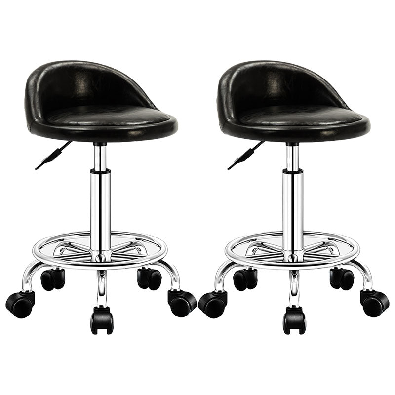 Modern Rotatable Liftable Counter Stool Steel Barber Shop Bar Stool with Cushion Gloss Black 2 Piece Set Clearhalo 'Bar Furniture' 'Bar Stools' 'bar_stools' 'furn' 'furn_bar_stools' 'furniture_bar_stools' 'Kitchen & Dining Furniture' 'kitchen&dining_furn' 'kitchen' 'kitchen_furn' Furniture' 4482420