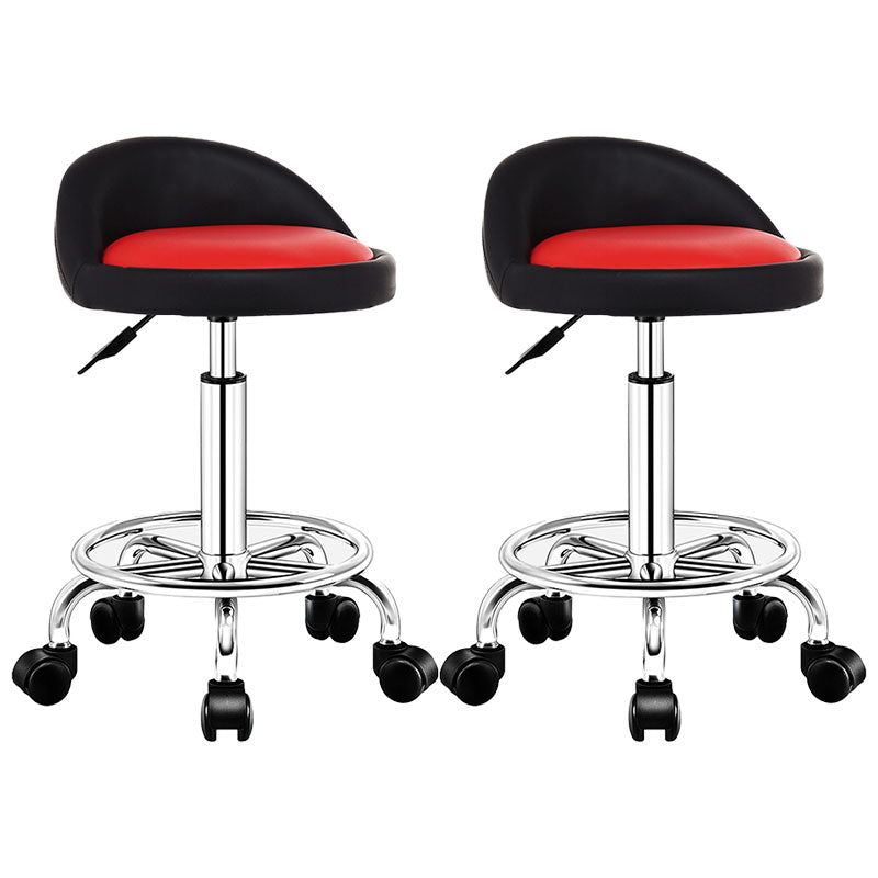 Modern Rotatable Liftable Counter Stool Steel Barber Shop Bar Stool with Cushion Red-Black 2 Piece Set Clearhalo 'Bar Furniture' 'Bar Stools' 'bar_stools' 'furn' 'furn_bar_stools' 'furniture_bar_stools' 'Kitchen & Dining Furniture' 'kitchen&dining_furn' 'kitchen' 'kitchen_furn' Furniture' 4482422