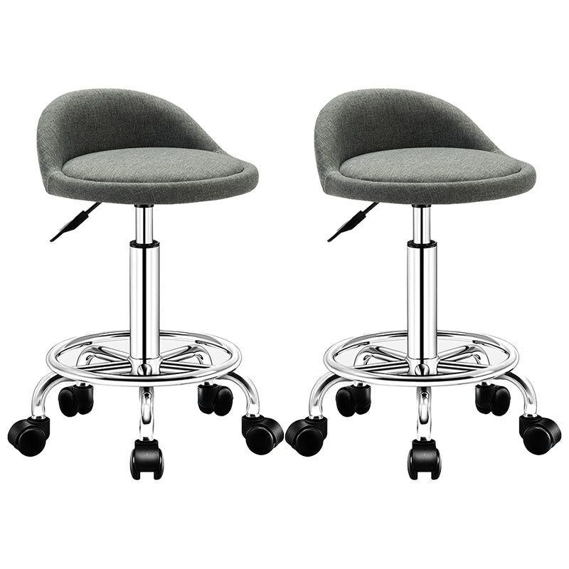 Modern Rotatable Liftable Counter Stool Steel Barber Shop Bar Stool with Cushion Grey 2 Piece Set Clearhalo 'Bar Furniture' 'Bar Stools' 'bar_stools' 'furn' 'furn_bar_stools' 'furniture_bar_stools' 'Kitchen & Dining Furniture' 'kitchen&dining_furn' 'kitchen' 'kitchen_furn' Furniture' 4482423