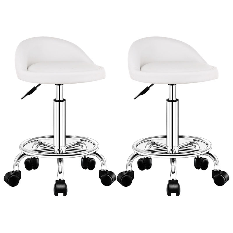 Modern Rotatable Liftable Counter Stool Steel Barber Shop Bar Stool with Cushion White 2 Piece Set Clearhalo 'Bar Furniture' 'Bar Stools' 'bar_stools' 'furn' 'furn_bar_stools' 'furniture_bar_stools' 'Kitchen & Dining Furniture' 'kitchen&dining_furn' 'kitchen' 'kitchen_furn' Furniture' 4482424