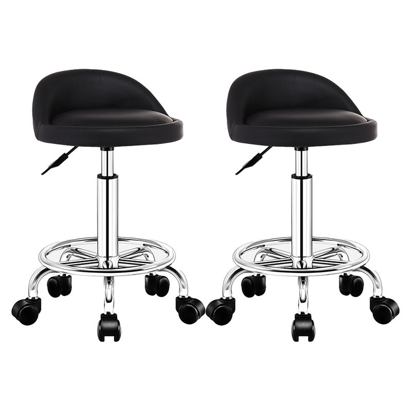 Modern Rotatable Liftable Counter Stool Steel Barber Shop Bar Stool with Cushion Black 2 Piece Set Clearhalo 'Bar Furniture' 'Bar Stools' 'bar_stools' 'furn' 'furn_bar_stools' 'furniture_bar_stools' 'Kitchen & Dining Furniture' 'kitchen&dining_furn' 'kitchen' 'kitchen_furn' Furniture' 4482425