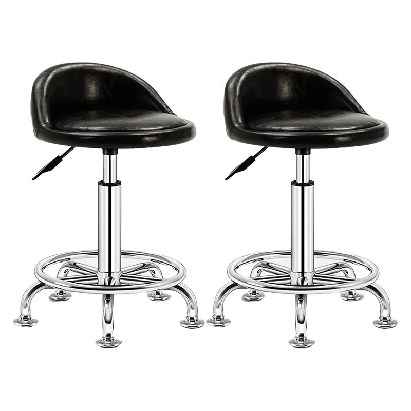 Modern Rotatable Liftable Counter Stool Steel Barber Shop Bar Stool with Cushion Matte Black 2 Piece Set Clearhalo 'Bar Furniture' 'Bar Stools' 'bar_stools' 'furn' 'furn_bar_stools' 'furniture_bar_stools' 'Kitchen & Dining Furniture' 'kitchen&dining_furn' 'kitchen' 'kitchen_furn' Furniture' 4482426