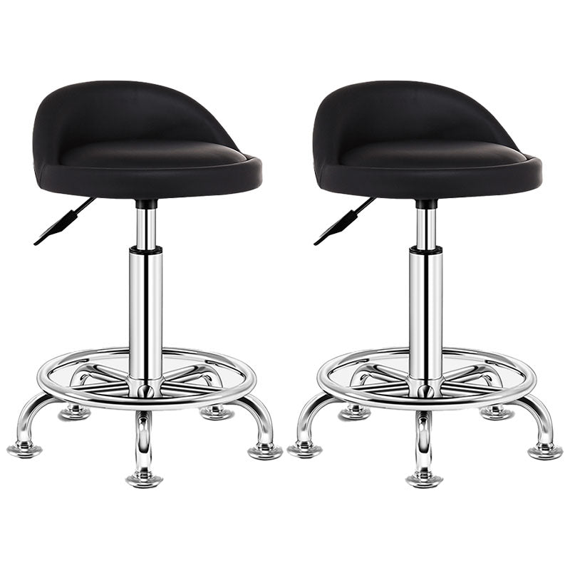 Modern Rotatable Liftable Counter Stool Steel Barber Shop Bar Stool with Cushion Textured Black 2 Piece Set Clearhalo 'Bar Furniture' 'Bar Stools' 'bar_stools' 'furn' 'furn_bar_stools' 'furniture_bar_stools' 'Kitchen & Dining Furniture' 'kitchen&dining_furn' 'kitchen' 'kitchen_furn' Furniture' 4482429