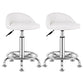 Modern Rotatable Liftable Counter Stool Steel Barber Shop Bar Stool with Cushion Textured White 2 Piece Set Clearhalo 'Bar Furniture' 'Bar Stools' 'bar_stools' 'furn' 'furn_bar_stools' 'furniture_bar_stools' 'Kitchen & Dining Furniture' 'kitchen&dining_furn' 'kitchen' 'kitchen_furn' Furniture' 4482431