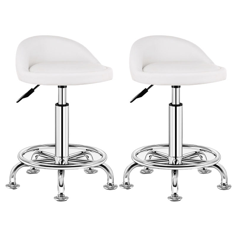 Modern Rotatable Liftable Counter Stool Steel Barber Shop Bar Stool with Cushion Textured White 2 Piece Set Clearhalo 'Bar Furniture' 'Bar Stools' 'bar_stools' 'furn' 'furn_bar_stools' 'furniture_bar_stools' 'Kitchen & Dining Furniture' 'kitchen&dining_furn' 'kitchen' 'kitchen_furn' Furniture' 4482431