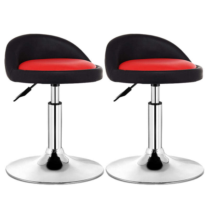 Modern Rotatable Liftable Counter Stool Steel Barber Shop Bar Stool with Cushion Burgundy-Black 2 Piece Set Clearhalo 'Bar Furniture' 'Bar Stools' 'bar_stools' 'furn' 'furn_bar_stools' 'furniture_bar_stools' 'Kitchen & Dining Furniture' 'kitchen&dining_furn' 'kitchen' 'kitchen_furn' Furniture' 4482435
