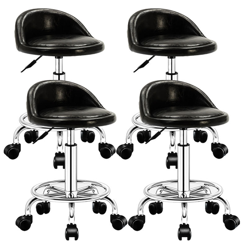 Modern Rotatable Liftable Counter Stool Steel Barber Shop Bar Stool with Cushion Gloss Black 4 Piece Set Clearhalo 'Bar Furniture' 'Bar Stools' 'bar_stools' 'furn' 'furn_bar_stools' 'furniture_bar_stools' 'Kitchen & Dining Furniture' 'kitchen&dining_furn' 'kitchen' 'kitchen_furn' Furniture' 4482438