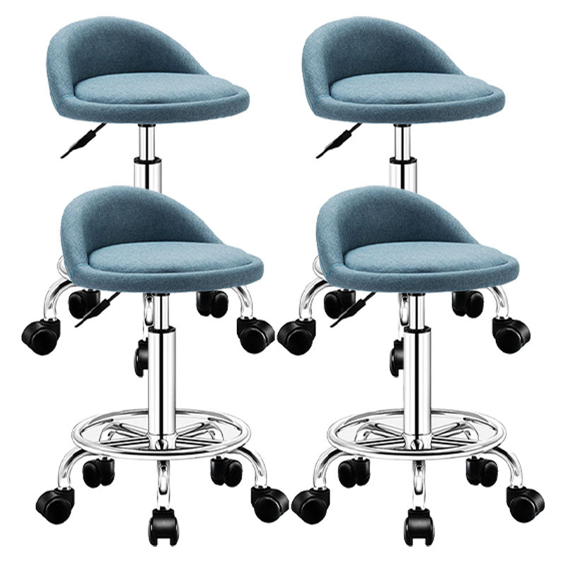 Modern Rotatable Liftable Counter Stool Steel Barber Shop Bar Stool with Cushion Blue 4 Piece Set Clearhalo 'Bar Furniture' 'Bar Stools' 'bar_stools' 'furn' 'furn_bar_stools' 'furniture_bar_stools' 'Kitchen & Dining Furniture' 'kitchen&dining_furn' 'kitchen' 'kitchen_furn' Furniture' 4482439