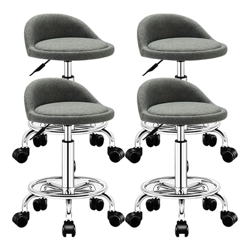 Modern Rotatable Liftable Counter Stool Steel Barber Shop Bar Stool with Cushion Grey 4 Piece Set Clearhalo 'Bar Furniture' 'Bar Stools' 'bar_stools' 'furn' 'furn_bar_stools' 'furniture_bar_stools' 'Kitchen & Dining Furniture' 'kitchen&dining_furn' 'kitchen' 'kitchen_furn' Furniture' 4482441