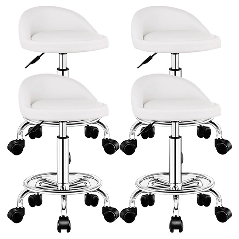 Modern Rotatable Liftable Counter Stool Steel Barber Shop Bar Stool with Cushion White 4 Piece Set Clearhalo 'Bar Furniture' 'Bar Stools' 'bar_stools' 'furn' 'furn_bar_stools' 'furniture_bar_stools' 'Kitchen & Dining Furniture' 'kitchen&dining_furn' 'kitchen' 'kitchen_furn' Furniture' 4482442