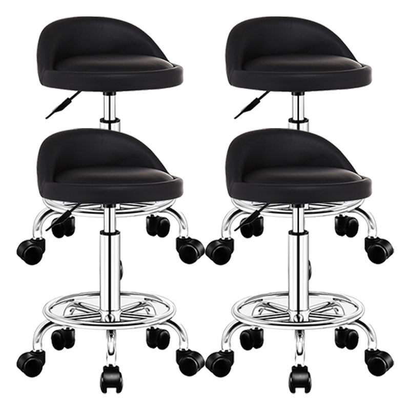 Modern Rotatable Liftable Counter Stool Steel Barber Shop Bar Stool with Cushion Black 4 Piece Set Clearhalo 'Bar Furniture' 'Bar Stools' 'bar_stools' 'furn' 'furn_bar_stools' 'furniture_bar_stools' 'Kitchen & Dining Furniture' 'kitchen&dining_furn' 'kitchen' 'kitchen_furn' Furniture' 4482443