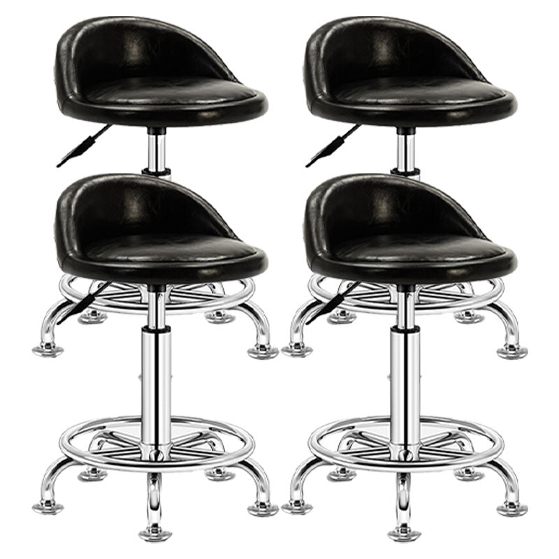 Modern Rotatable Liftable Counter Stool Steel Barber Shop Bar Stool with Cushion Matte Black 4 Piece Set Clearhalo 'Bar Furniture' 'Bar Stools' 'bar_stools' 'furn' 'furn_bar_stools' 'furniture_bar_stools' 'Kitchen & Dining Furniture' 'kitchen&dining_furn' 'kitchen' 'kitchen_furn' Furniture' 4482444