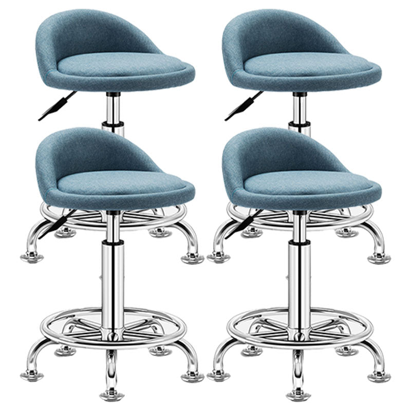 Modern Rotatable Liftable Counter Stool Steel Barber Shop Bar Stool with Cushion Light Blue 4 Piece Set Clearhalo 'Bar Furniture' 'Bar Stools' 'bar_stools' 'furn' 'furn_bar_stools' 'furniture_bar_stools' 'Kitchen & Dining Furniture' 'kitchen&dining_furn' 'kitchen' 'kitchen_furn' Furniture' 4482446