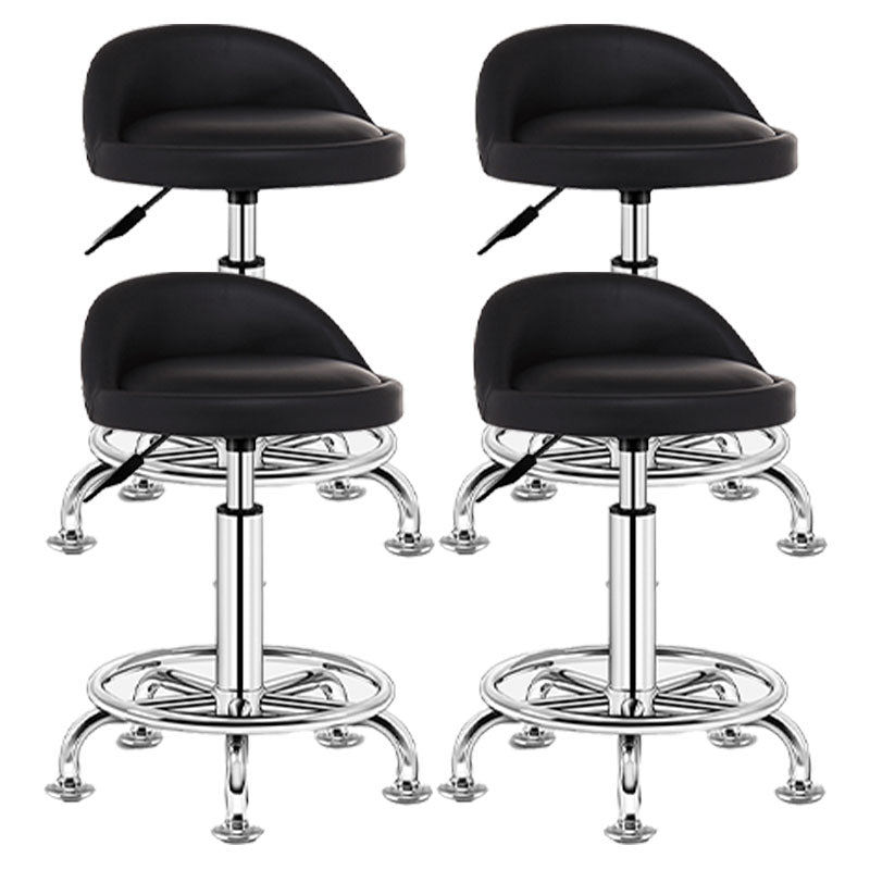 Modern Rotatable Liftable Counter Stool Steel Barber Shop Bar Stool with Cushion Textured Black 4 Piece Set Clearhalo 'Bar Furniture' 'Bar Stools' 'bar_stools' 'furn' 'furn_bar_stools' 'furniture_bar_stools' 'Kitchen & Dining Furniture' 'kitchen&dining_furn' 'kitchen' 'kitchen_furn' Furniture' 4482447