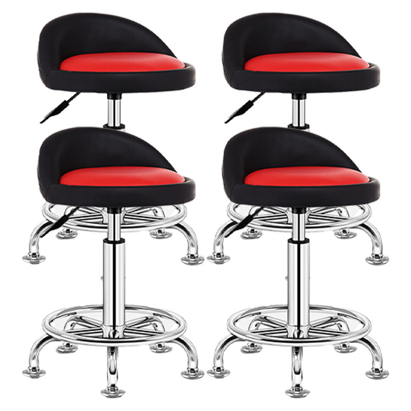 Modern Rotatable Liftable Counter Stool Steel Barber Shop Bar Stool with Cushion Rose Red-Black 4 Piece Set Clearhalo 'Bar Furniture' 'Bar Stools' 'bar_stools' 'furn' 'furn_bar_stools' 'furniture_bar_stools' 'Kitchen & Dining Furniture' 'kitchen&dining_furn' 'kitchen' 'kitchen_furn' Furniture' 4482448