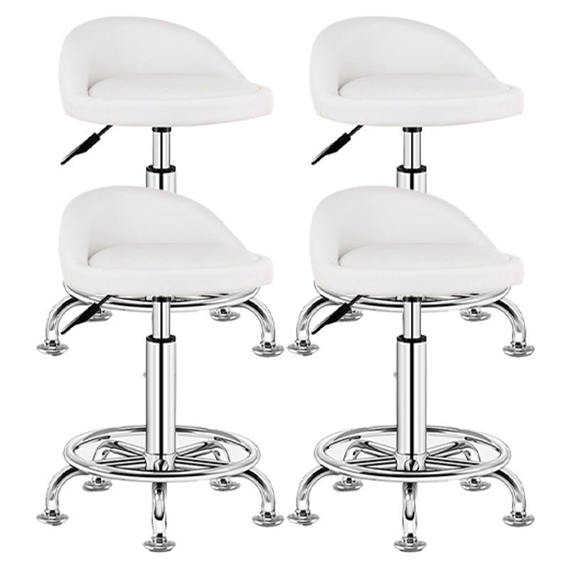 Modern Rotatable Liftable Counter Stool Steel Barber Shop Bar Stool with Cushion Textured White 4 Piece Set Clearhalo 'Bar Furniture' 'Bar Stools' 'bar_stools' 'furn' 'furn_bar_stools' 'furniture_bar_stools' 'Kitchen & Dining Furniture' 'kitchen&dining_furn' 'kitchen' 'kitchen_furn' Furniture' 4482449