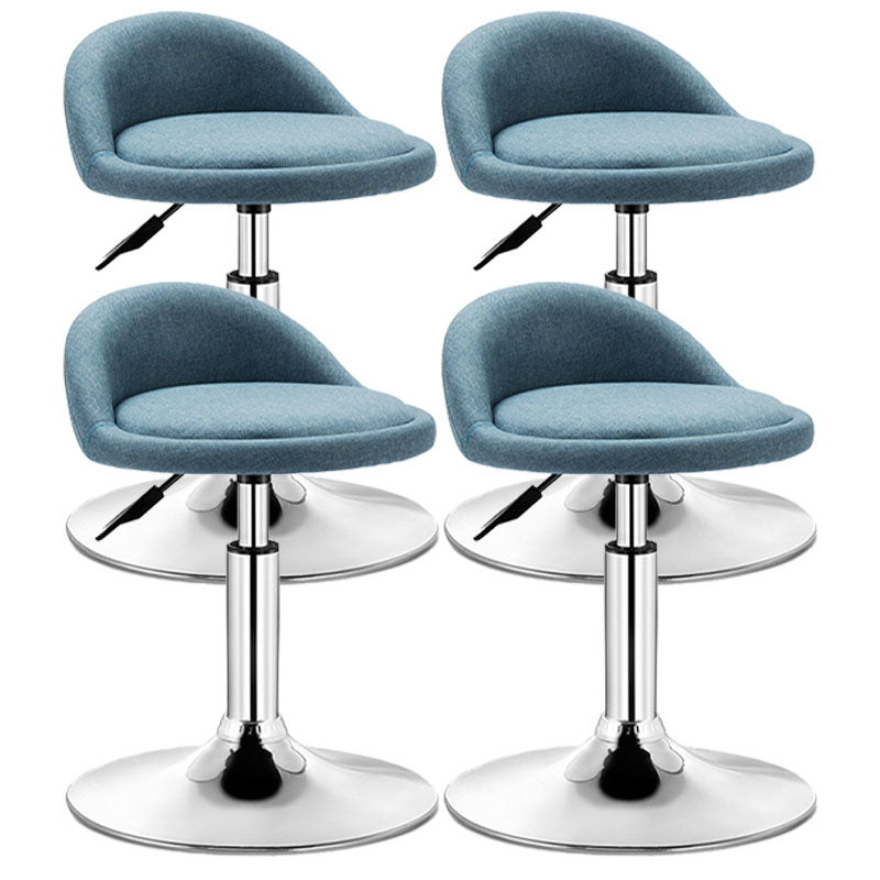 Modern Rotatable Liftable Counter Stool Steel Barber Shop Bar Stool with Cushion Dark Blue 4 Piece Set Clearhalo 'Bar Furniture' 'Bar Stools' 'bar_stools' 'furn' 'furn_bar_stools' 'furniture_bar_stools' 'Kitchen & Dining Furniture' 'kitchen&dining_furn' 'kitchen' 'kitchen_furn' Furniture' 4482451