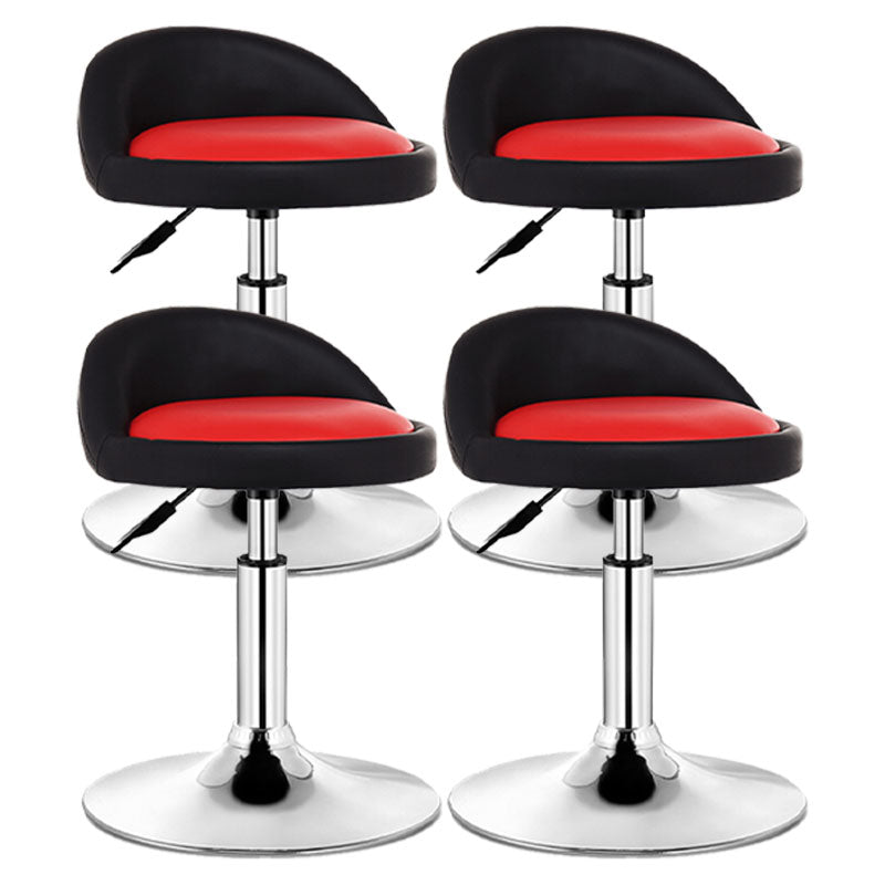 Modern Rotatable Liftable Counter Stool Steel Barber Shop Bar Stool with Cushion Burgundy-Black 4 Piece Set Clearhalo 'Bar Furniture' 'Bar Stools' 'bar_stools' 'furn' 'furn_bar_stools' 'furniture_bar_stools' 'Kitchen & Dining Furniture' 'kitchen&dining_furn' 'kitchen' 'kitchen_furn' Furniture' 4482453