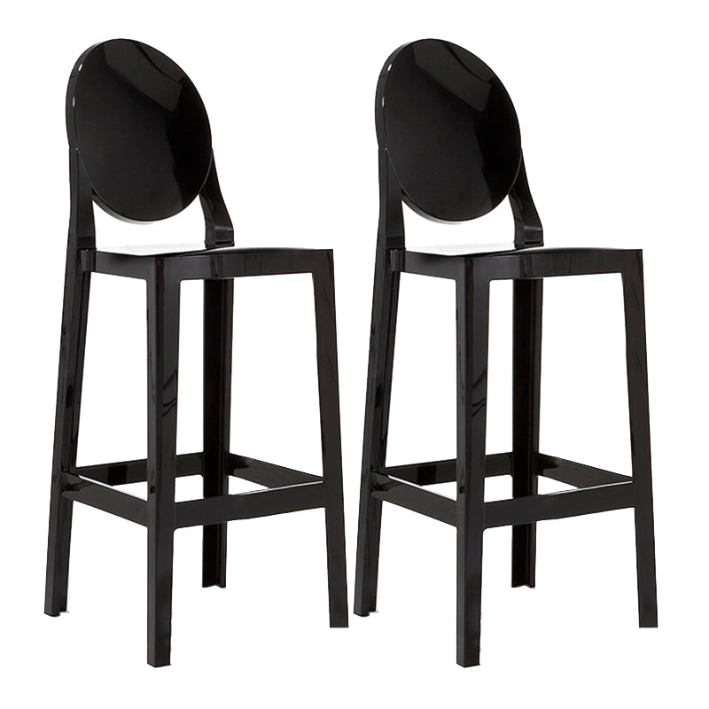 Modern Armless Backrest Counter Stool Plastic Kitchen Bar Stool with Plastic Seat Black 2 Piece Set Clearhalo 'Bar Furniture' 'Bar Stools' 'bar_stools' 'furn' 'furn_bar_stools' 'furniture_bar_stools' 'Kitchen & Dining Furniture' 'kitchen&dining_furn' 'kitchen' 'kitchen_furn' Furniture' 4482459