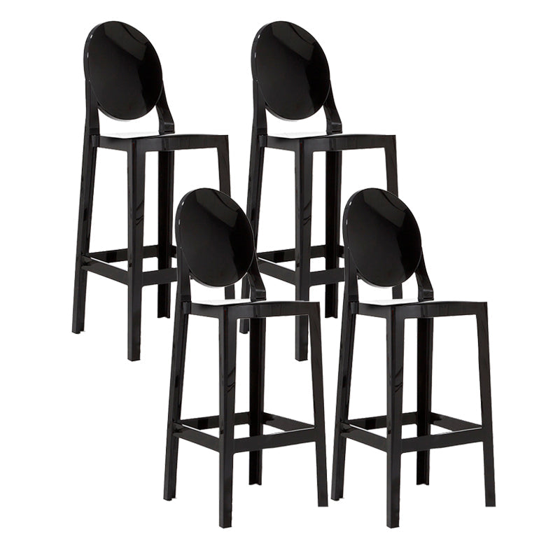 Modern Armless Backrest Counter Stool Plastic Kitchen Bar Stool with Plastic Seat Black 4 Piece Set Clearhalo 'Bar Furniture' 'Bar Stools' 'bar_stools' 'furn' 'furn_bar_stools' 'furniture_bar_stools' 'Kitchen & Dining Furniture' 'kitchen&dining_furn' 'kitchen' 'kitchen_furn' Furniture' 4482462