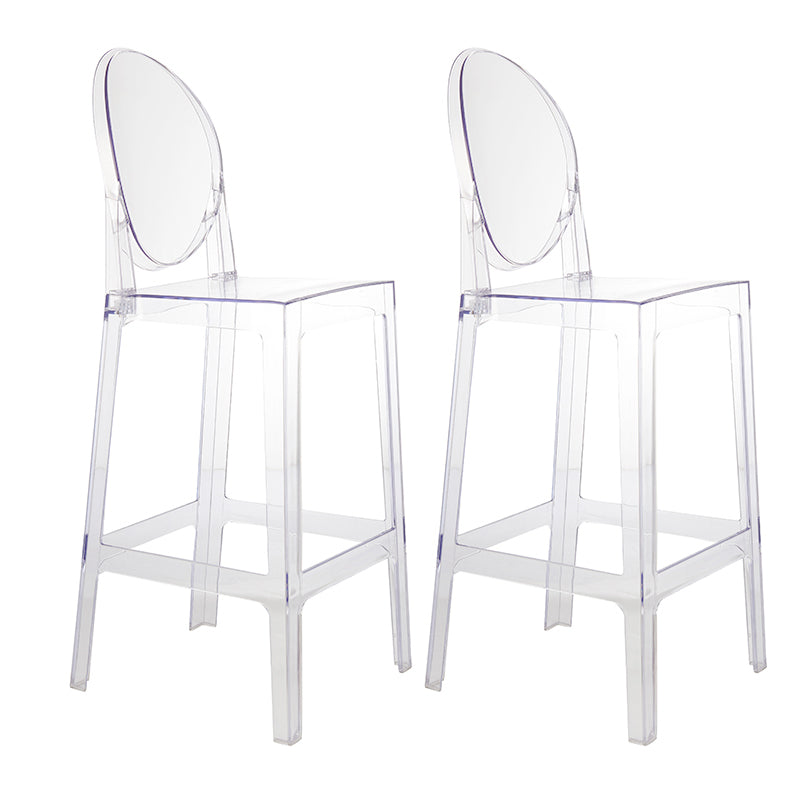 Modern Armless Backrest Counter Stool Plastic Kitchen Bar Stool with Plastic Seat Clear 2 Piece Set Clearhalo 'Bar Furniture' 'Bar Stools' 'bar_stools' 'furn' 'furn_bar_stools' 'furniture_bar_stools' 'Kitchen & Dining Furniture' 'kitchen&dining_furn' 'kitchen' 'kitchen_furn' Furniture' 4482465