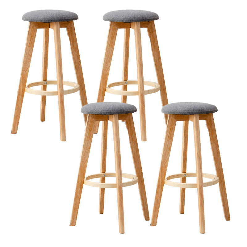 Modern Armless Backless Counter Stool Wood Cashier Bar Stool with Cushion and Pedal Grey 4 Piece Set Clearhalo 'Bar Furniture' 'Bar Stools' 'bar_stools' 'furn' 'furn_bar_stools' 'furniture_bar_stools' 'Kitchen & Dining Furniture' 'kitchen&dining_furn' 'kitchen' 'kitchen_furn' Furniture' 4482483