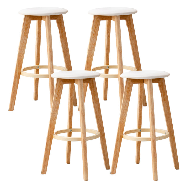 Modern Armless Backless Counter Stool Wood Cashier Bar Stool with Cushion and Pedal White 4 Piece Set Clearhalo 'Bar Furniture' 'Bar Stools' 'bar_stools' 'furn' 'furn_bar_stools' 'furniture_bar_stools' 'Kitchen & Dining Furniture' 'kitchen&dining_furn' 'kitchen' 'kitchen_furn' Furniture' 4482489