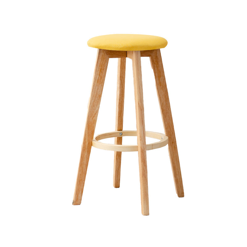 Modern Armless Backless Counter Stool Wood Cashier Bar Stool with Cushion and Pedal Yellow 1 Piece Clearhalo 'Bar Furniture' 'Bar Stools' 'bar_stools' 'furn' 'furn_bar_stools' 'furniture_bar_stools' 'Kitchen & Dining Furniture' 'kitchen&dining_furn' 'kitchen' 'kitchen_furn' Furniture' 4482491