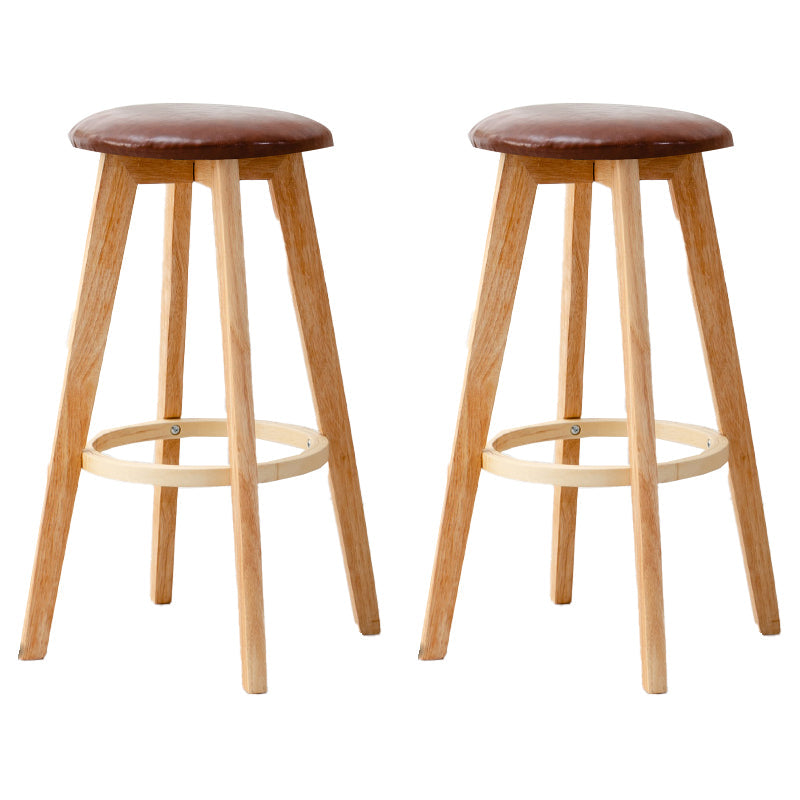 Modern Armless Backless Counter Stool Wood Cashier Bar Stool with Cushion and Pedal Brown 2 Piece Set Clearhalo 'Bar Furniture' 'Bar Stools' 'bar_stools' 'furn' 'furn_bar_stools' 'furniture_bar_stools' 'Kitchen & Dining Furniture' 'kitchen&dining_furn' 'kitchen' 'kitchen_furn' Furniture' 4482497