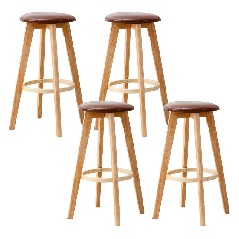 Modern Armless Backless Counter Stool Wood Cashier Bar Stool with Cushion and Pedal Brown 4 Piece Set Clearhalo 'Bar Furniture' 'Bar Stools' 'bar_stools' 'furn' 'furn_bar_stools' 'furniture_bar_stools' 'Kitchen & Dining Furniture' 'kitchen&dining_furn' 'kitchen' 'kitchen_furn' Furniture' 4482498