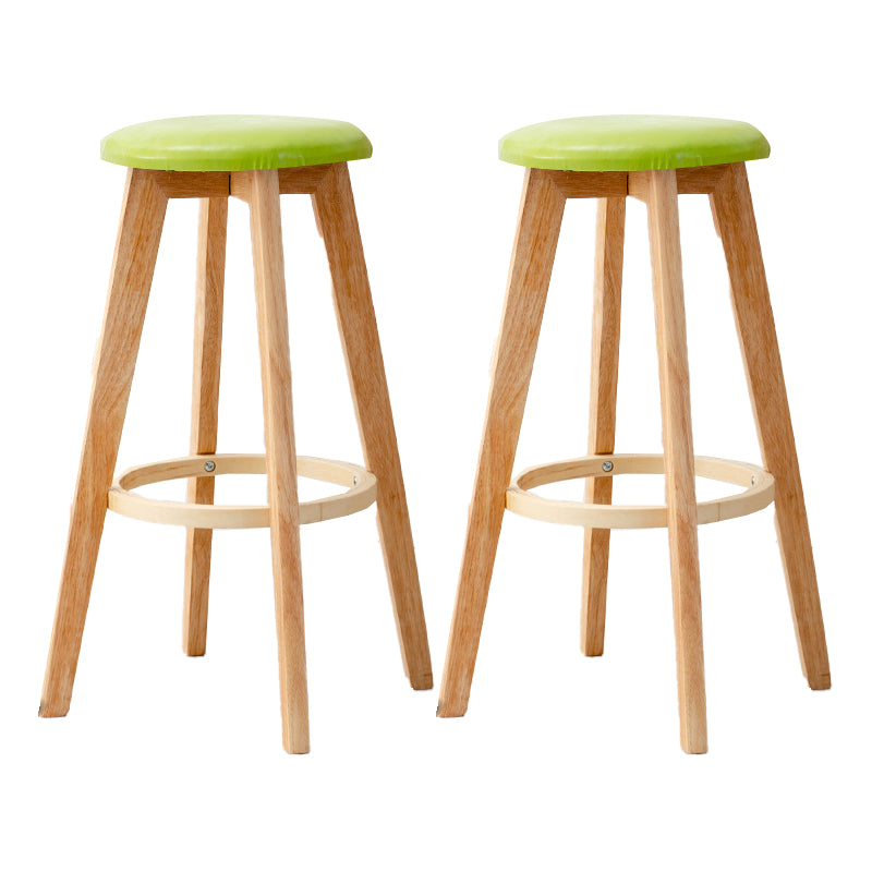 Modern Armless Backless Counter Stool Wood Cashier Bar Stool with Cushion and Pedal Green 2 Piece Set Clearhalo 'Bar Furniture' 'Bar Stools' 'bar_stools' 'furn' 'furn_bar_stools' 'furniture_bar_stools' 'Kitchen & Dining Furniture' 'kitchen&dining_furn' 'kitchen' 'kitchen_furn' Furniture' 4482500
