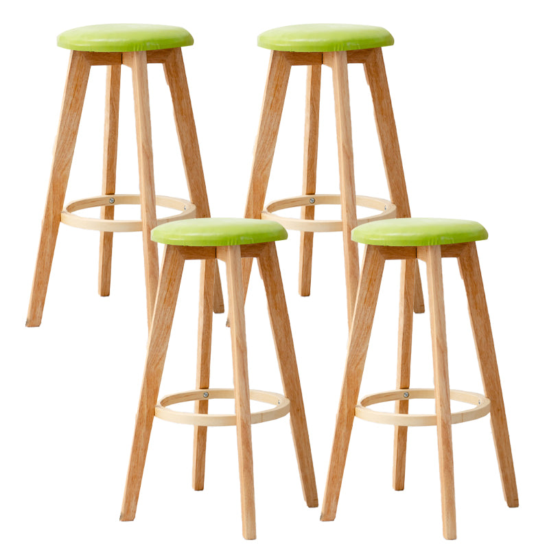 Modern Armless Backless Counter Stool Wood Cashier Bar Stool with Cushion and Pedal Green 4 Piece Set Clearhalo 'Bar Furniture' 'Bar Stools' 'bar_stools' 'furn' 'furn_bar_stools' 'furniture_bar_stools' 'Kitchen & Dining Furniture' 'kitchen&dining_furn' 'kitchen' 'kitchen_furn' Furniture' 4482501