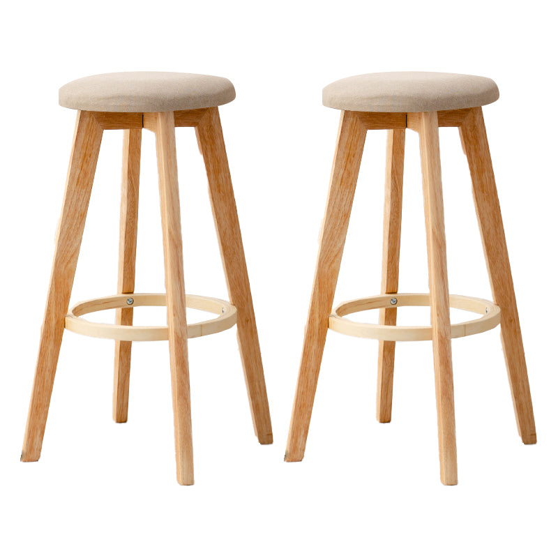 Modern Armless Backless Counter Stool Wood Cashier Bar Stool with Cushion and Pedal Khaki 2 Piece Set Clearhalo 'Bar Furniture' 'Bar Stools' 'bar_stools' 'furn' 'furn_bar_stools' 'furniture_bar_stools' 'Kitchen & Dining Furniture' 'kitchen&dining_furn' 'kitchen' 'kitchen_furn' Furniture' 4482502