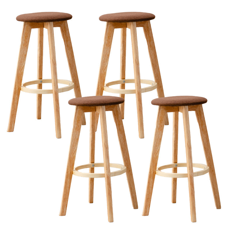 Modern Armless Backless Counter Stool Wood Cashier Bar Stool with Cushion and Pedal Coffee 4 Piece Set Clearhalo 'Bar Furniture' 'Bar Stools' 'bar_stools' 'furn' 'furn_bar_stools' 'furniture_bar_stools' 'Kitchen & Dining Furniture' 'kitchen&dining_furn' 'kitchen' 'kitchen_furn' Furniture' 4482506
