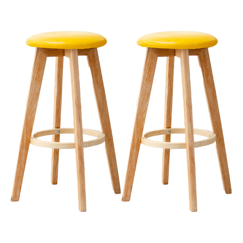 Modern Armless Backless Counter Stool Wood Cashier Bar Stool with Cushion and Pedal Ginger 2 Piece Set Clearhalo 'Bar Furniture' 'Bar Stools' 'bar_stools' 'furn' 'furn_bar_stools' 'furniture_bar_stools' 'Kitchen & Dining Furniture' 'kitchen&dining_furn' 'kitchen' 'kitchen_furn' Furniture' 4482508