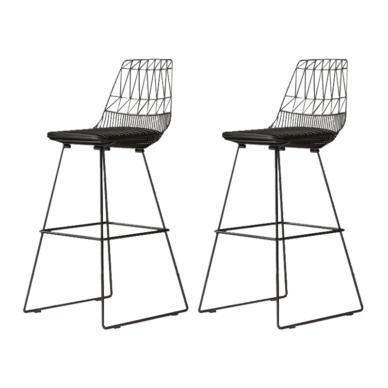 Contemporary Metal Barstool Bristol Bar Stool with Iron Legs and Low Back Black 2 Piece Set Bar Stool(30"H) Clearhalo 'Bar Furniture' 'Bar Stools' 'bar_stools' 'furn' 'furn_bar_stools' 'furniture_bar_stools' 'Kitchen & Dining Furniture' 'kitchen&dining_furn' 'kitchen' 'kitchen_furn' Furniture' 4482521