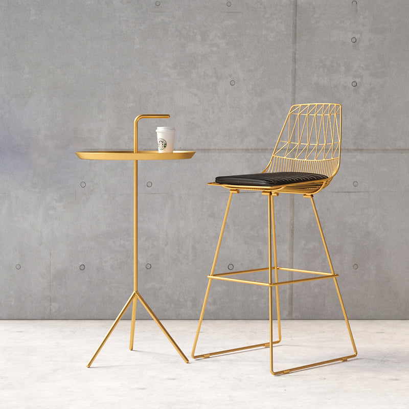Contemporary Metal Barstool Bristol Bar Stool with Iron Legs and Low Back Gold 1 Piece Bar Stool(30"H) Clearhalo 'Bar Furniture' 'Bar Stools' 'bar_stools' 'furn' 'furn_bar_stools' 'furniture_bar_stools' 'Kitchen & Dining Furniture' 'kitchen&dining_furn' 'kitchen' 'kitchen_furn' Furniture' 4482527