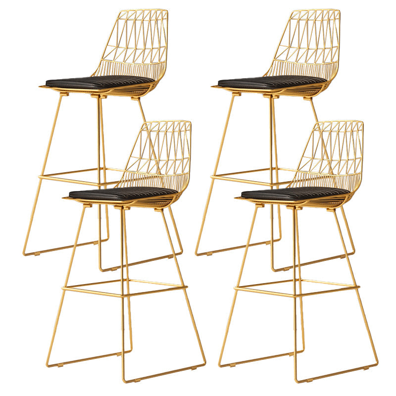 Contemporary Metal Barstool Bristol Bar Stool with Iron Legs and Low Back Gold 4 Piece Set Bar Stool(30"H) Clearhalo 'Bar Furniture' 'Bar Stools' 'bar_stools' 'furn' 'furn_bar_stools' 'furniture_bar_stools' 'Kitchen & Dining Furniture' 'kitchen&dining_furn' 'kitchen' 'kitchen_furn' Furniture' 4482530