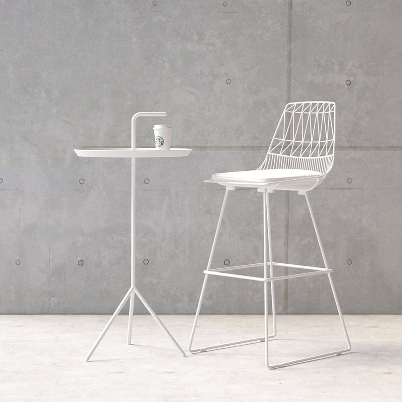 Contemporary Metal Barstool Bristol Bar Stool with Iron Legs and Low Back White 1 Piece Bar Stool(30"H) Clearhalo 'Bar Furniture' 'Bar Stools' 'bar_stools' 'furn' 'furn_bar_stools' 'furniture_bar_stools' 'Kitchen & Dining Furniture' 'kitchen&dining_furn' 'kitchen' 'kitchen_furn' Furniture' 4482536