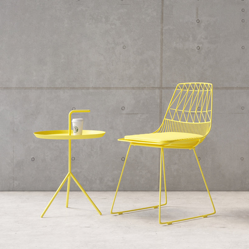 Contemporary Metal Barstool Bristol Bar Stool with Iron Legs and Low Back Yellow 1 Piece Short Stool(18"H) Clearhalo 'Bar Furniture' 'Bar Stools' 'bar_stools' 'furn' 'furn_bar_stools' 'furniture_bar_stools' 'Kitchen & Dining Furniture' 'kitchen&dining_furn' 'kitchen' 'kitchen_furn' Furniture' 4482546