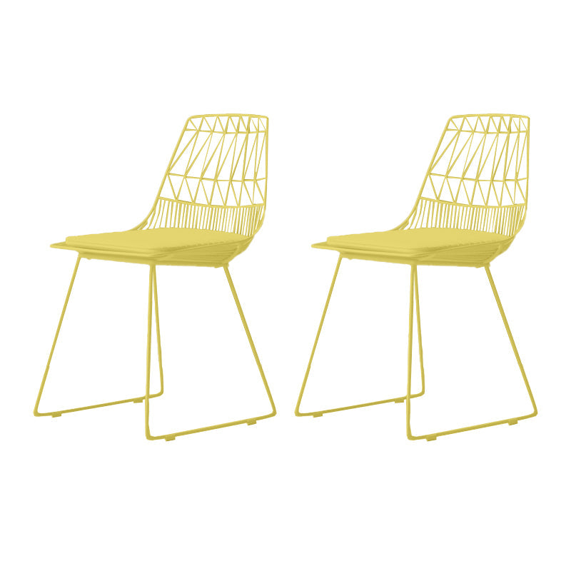 Contemporary Metal Barstool Bristol Bar Stool with Iron Legs and Low Back Yellow 2 Piece Set Short Stool(18"H) Clearhalo 'Bar Furniture' 'Bar Stools' 'bar_stools' 'furn' 'furn_bar_stools' 'furniture_bar_stools' 'Kitchen & Dining Furniture' 'kitchen&dining_furn' 'kitchen' 'kitchen_furn' Furniture' 4482547