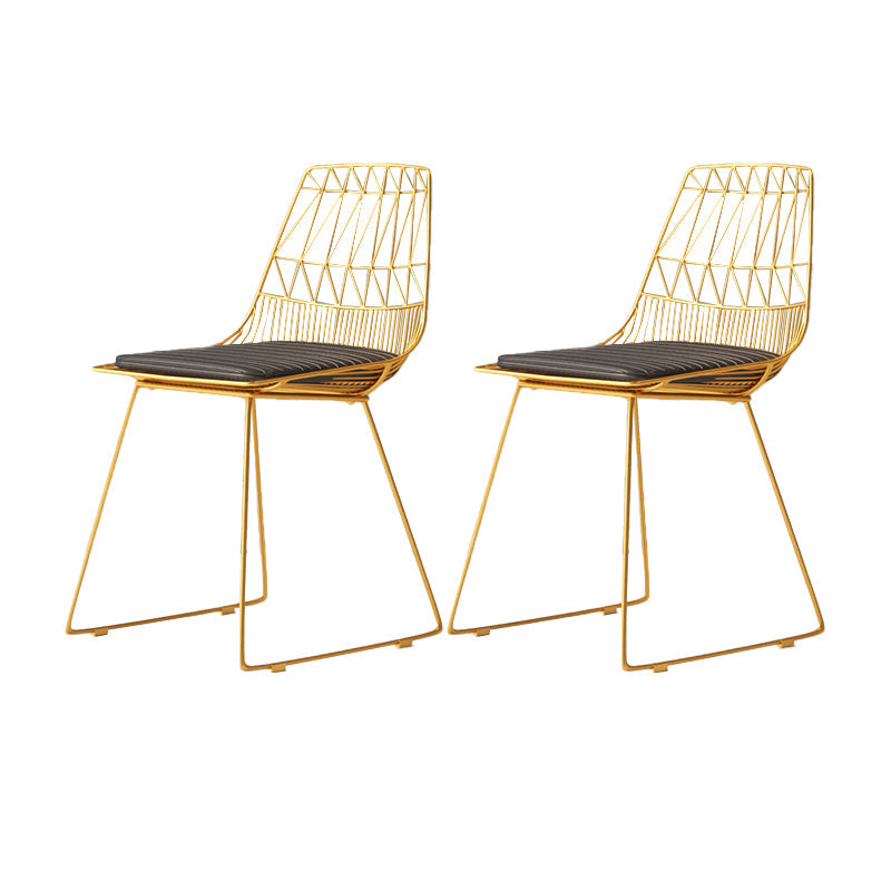 Contemporary Metal Barstool Bristol Bar Stool with Iron Legs and Low Back Gold 2 Piece Set Short Stool(18"H) Clearhalo 'Bar Furniture' 'Bar Stools' 'bar_stools' 'furn' 'furn_bar_stools' 'furniture_bar_stools' 'Kitchen & Dining Furniture' 'kitchen&dining_furn' 'kitchen' 'kitchen_furn' Furniture' 4482553