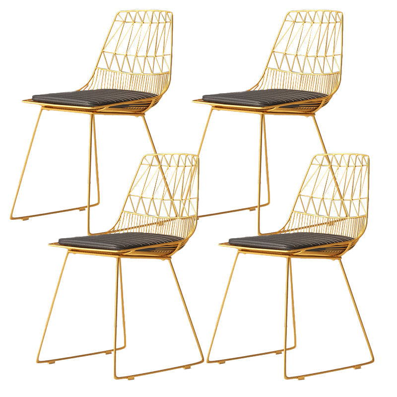 Contemporary Metal Barstool Bristol Bar Stool with Iron Legs and Low Back Gold 4 Piece Set Short Stool(18"H) Clearhalo 'Bar Furniture' 'Bar Stools' 'bar_stools' 'furn' 'furn_bar_stools' 'furniture_bar_stools' 'Kitchen & Dining Furniture' 'kitchen&dining_furn' 'kitchen' 'kitchen_furn' Furniture' 4482554