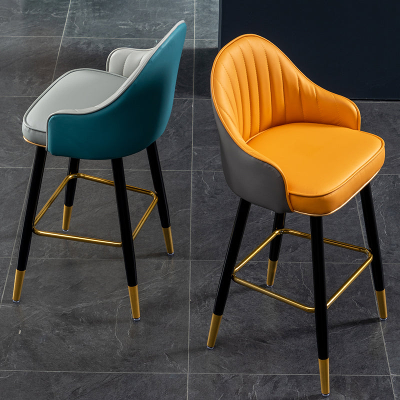 Contemporary Metal Leather Bar Stools Indoor Barstool with Footrest and Low Back Clearhalo 'Bar Furniture' 'Bar Stools' 'bar_stools' 'furn' 'furn_bar_stools' 'furniture_bar_stools' 'Kitchen & Dining Furniture' 'kitchen&dining_furn' 'kitchen' 'kitchen_furn' Furniture' 4482557