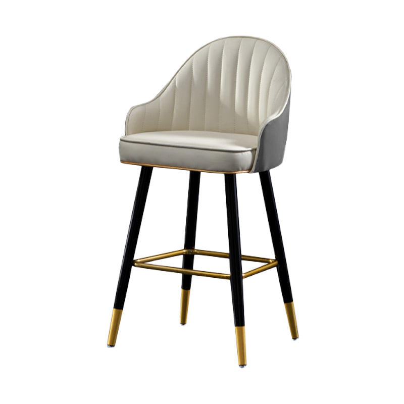 Contemporary Metal Leather Bar Stools Indoor Barstool with Footrest and Low Back White-Gray 1 Piece Short Stool(22"H) Clearhalo 'Bar Furniture' 'Bar Stools' 'bar_stools' 'furn' 'furn_bar_stools' 'furniture_bar_stools' 'Kitchen & Dining Furniture' 'kitchen&dining_furn' 'kitchen' 'kitchen_furn' Furniture' 4482558