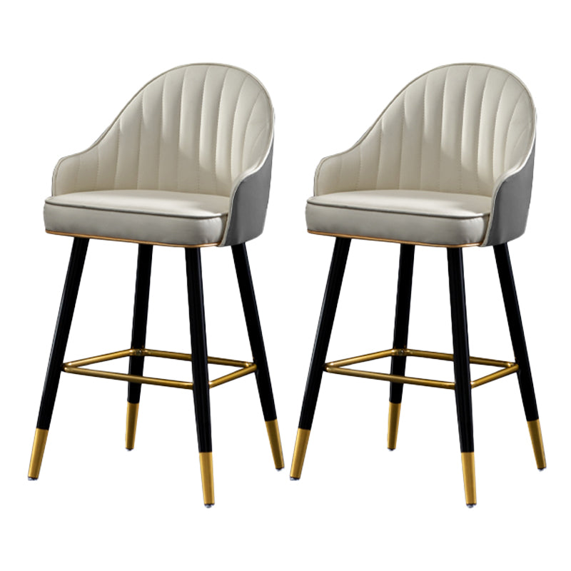 Contemporary Metal Leather Bar Stools Indoor Barstool with Footrest and Low Back White-Gray 2 Piece Set Short Stool(22"H) Clearhalo 'Bar Furniture' 'Bar Stools' 'bar_stools' 'furn' 'furn_bar_stools' 'furniture_bar_stools' 'Kitchen & Dining Furniture' 'kitchen&dining_furn' 'kitchen' 'kitchen_furn' Furniture' 4482559